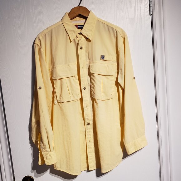 Men's Performance Clothing Sports Fishing Shirt Yellow Med in Mint Condition - Picture 2 of 6